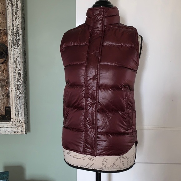 J. CREW Shiny Puffer Vest - Dark Cranberry - Picture 2 of 16